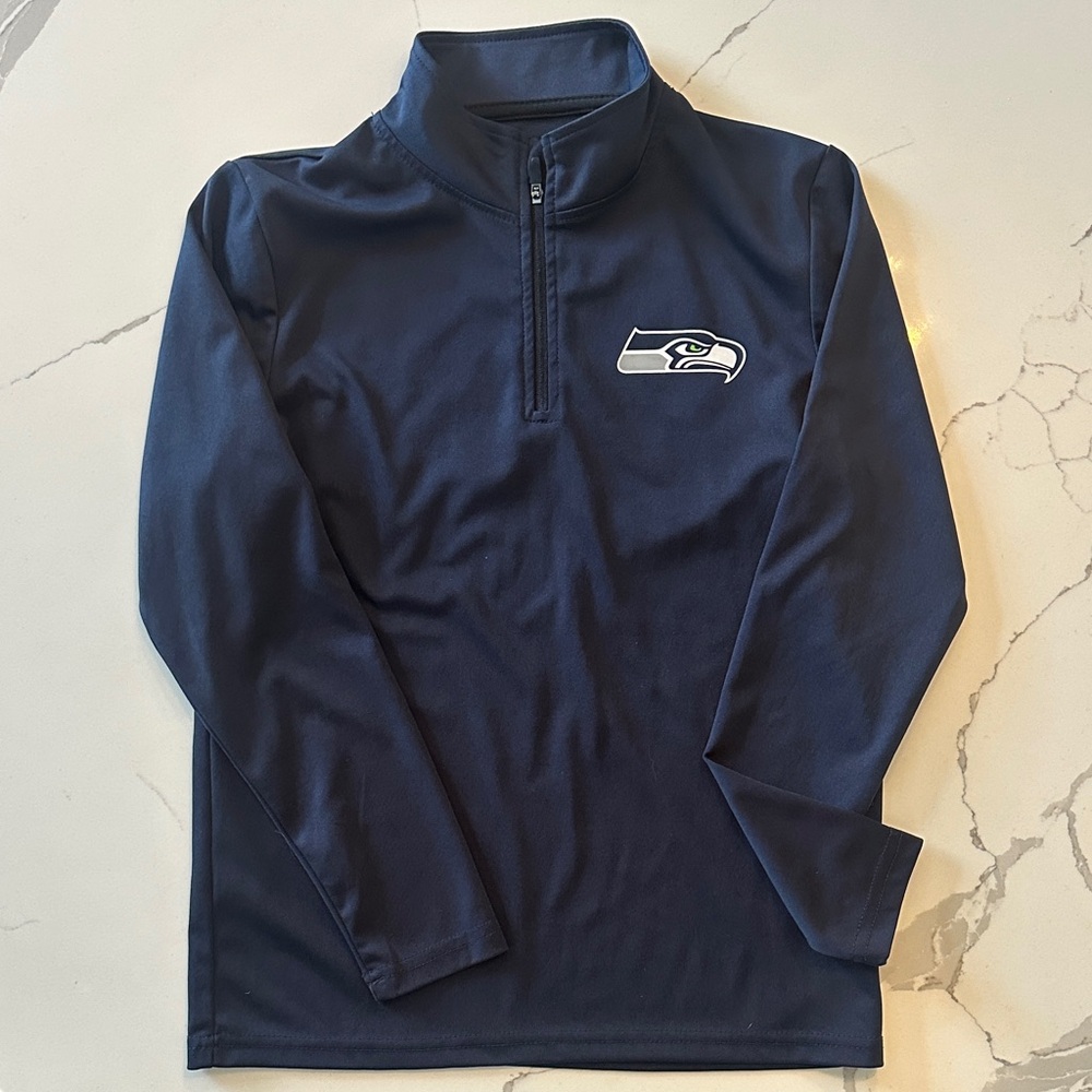 Seattle Seahawks NFL Quarter Zip Pullover Boys M (10-12) Navy